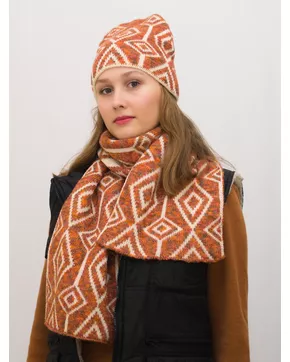 Комплект зимний женский шапка+шарф Азалия (Цвет оранжевый)