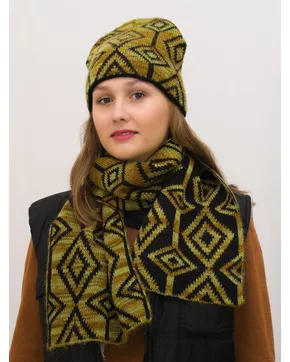 Комплект зимний женский шапка+шарф Азалия (Цвет зеленый)