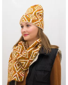 Комплект зимний женский шапка+шарф Азалия (Цвет желтый)