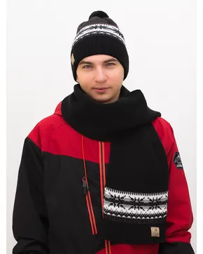 Комплект зимний мужской шапка+шарф Гарри (Цвет черный)