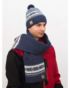 Комплект зимний мужской шапка+шарф Гарри (Цвет джинс)