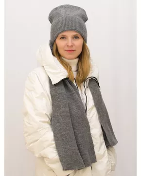 Комплект зимний женский шапка+шарф Ника (Цвет темно-серый)