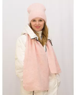 Комплект зимний женский шапка+шарф Ника (Цвет светло-розовый)