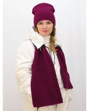 Комплект зимний женский шапка+шарф Ника (Цвет фуксия)