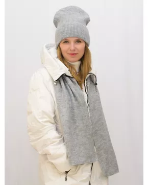Комплект зимний женский шапка+шарф Ника (Цвет серый)