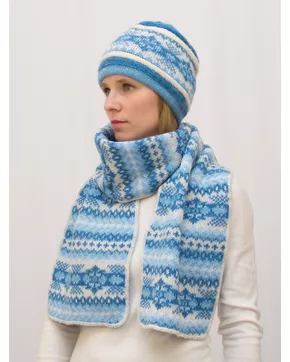 Комплект зимний женский шапка+шарф Альбина (Цвет голубой)