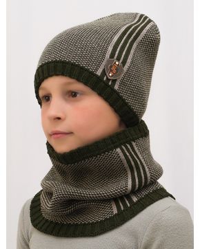 Комплект зимний для мальчика шапка+снуд Стиль (Цвет зеленый)
