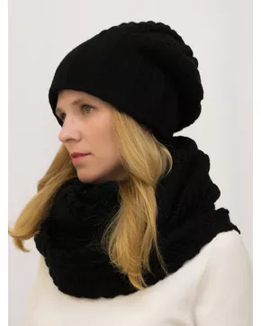 Комплект зимний женский шапка+снуд Марта (Цвет черный)