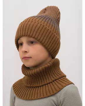 Комплект весна-осень для мальчика шапка+снуд Комфорт (Цвет коричневый)
