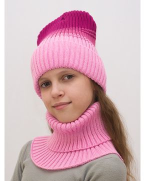 Комплект весна-осень для девочки шапка+снуд Комфорт (Цвет розовый)