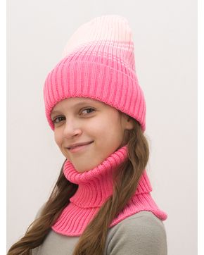 Комплект весна-осень для девочки шапка+снуд Комфорт (Цвет темно-розовый)