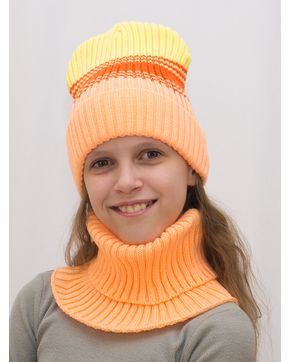 Комплект для девочки шапка+снуд Комфорт (Цвет абрикосовый)
