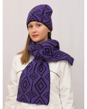 Комплект зимний женский шапка+шарф Азалия (Цвет фиолетовый)