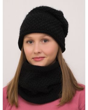 Комплект зимний женский шапка+снуд Даяна (Цвет черный)