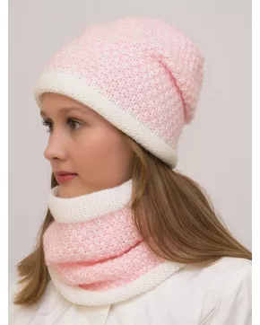 Комплект зимний женский шапка+снуд Даяна (Цвет светло-розовый)