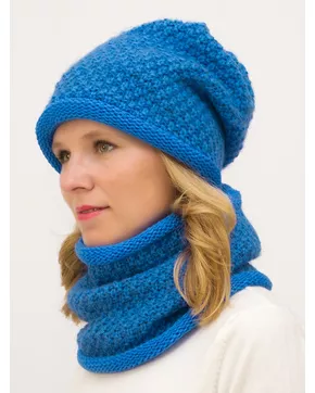 Комплект зимний женский шапка+снуд Даяна (Цвет светло-синий)
