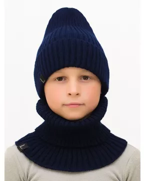 Комплект весна-осень для мальчика шапка+снуд Ники (Цвет синий)