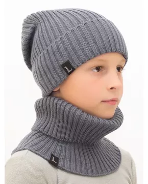 Комплект весна-осень для мальчика шапка+снуд Ники (Цвет серый)
