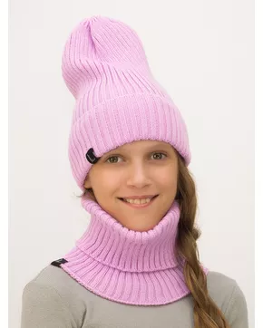 Комплект весна-осень для девочки шапка+снуд Ники (Цвет розовый)