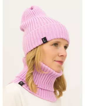 Комплект женский весна-осень шапка+снуд Ники (Цвет розовый)