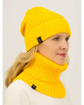 Комплект женский весна-осень шапка+снуд Ники (Цвет желтый)