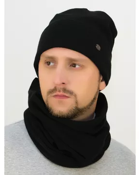 Комплект зимний мужской шапка+снуд Лира (Цвет черный)