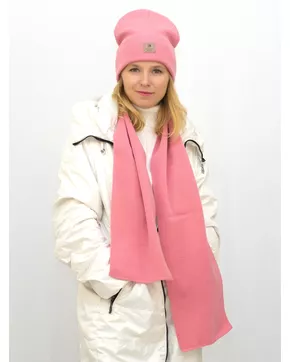 Комплект женский весна-осень шапка+шарф Магда (Цвет розовый)