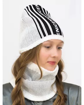 Комплект зимний женский шапка+снуд Найс (Цвет белый)