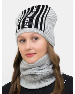 Комплект зимний женский шапка+снуд Найс (Цвет светло-серый)