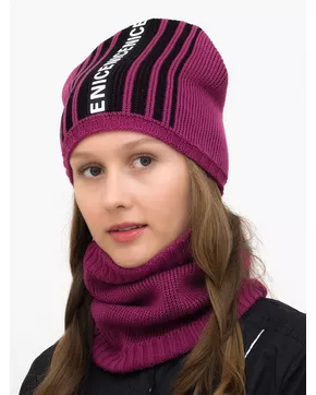 Комплект зимний женский шапка+снуд Найс (Цвет фуксия)