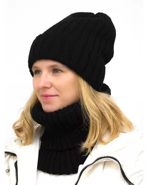 Комплект зимний женский шапка+снуд Кэмерон (Цвет черный)