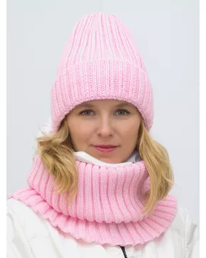 Комплект зимний женский шапка+снуд Кэмерон (Цвет светло-розовый)