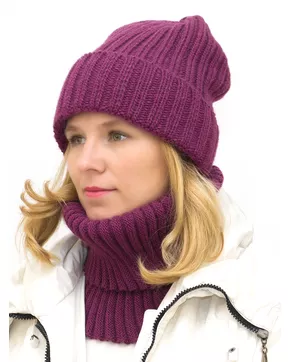 Комплект зимний женский шапка+снуд Кэмерон (Цвет фуксия)