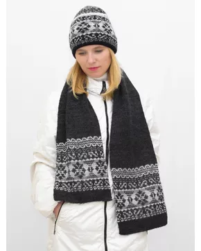 Комплект зимний женский шапка+шарф Адилин (Цвет черный)