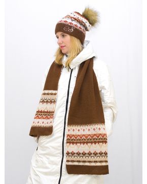 Комплект зимний женский шапка+шарф Арабель (Цвет коричневый)