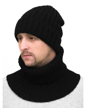 Комплект зимний мужской шапка+снуд Кэмерон (Цвет черный)