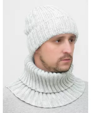 Комплект зимний мужской шапка+снуд Кэмерон (Цвет серый пух)
