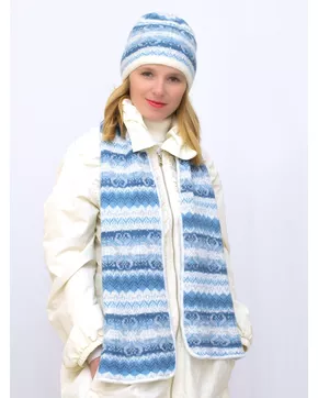 Комплект зимний женский шапка+шарф Марселан (Цвет светло-синий)