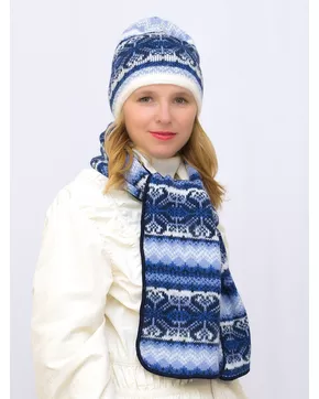 Комплект зимний женский шапка+шарф Марселан (Цвет синий)
