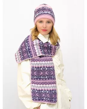 Комплект зимний женский шапка+шарф Марселан (Цвет розовый)