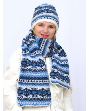 Комплект зимний женский шапка+шарф Адилин (Цвет синий)