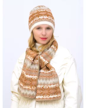 Комплект зимний женский шапка+шарф Марселан (Цвет бежевый)