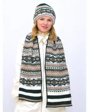 Комплект зимний женский шапка+шарф Авелин (Цвет Зеленый)