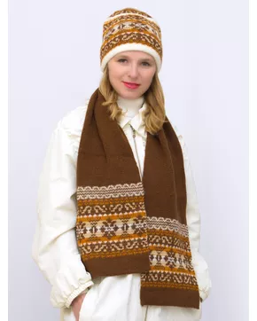 Комплект зимний женский шапка+шарф Адилин (Цвет темно-коричневый)
