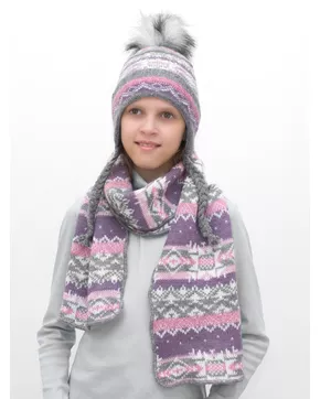 Комплект зимний для девочки шапка+шарф Анютка (Цвет розовый)