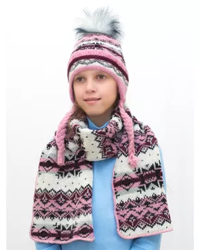 Комплект зимний для девочки шапка+шарф Анютка (Цвет бордовый)