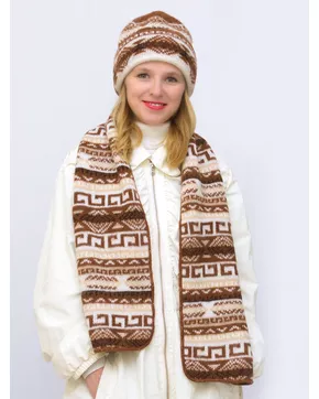 Комплект зимний женский шапка+шарф Зима (Цвет светло-коричневый)