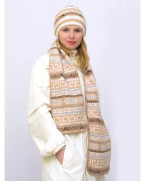 Комплект зимний женский шапка+шарф Альбина (Цвет бежевый)