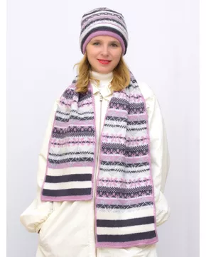 Комплект зимний женский шапка+шарф Альбина (Цвет фиолетовый)