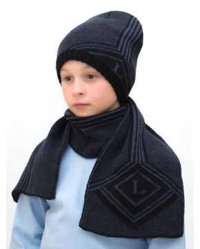 Комплект зимний для мальчика шапка+шарф Лекс (Цвет синий)